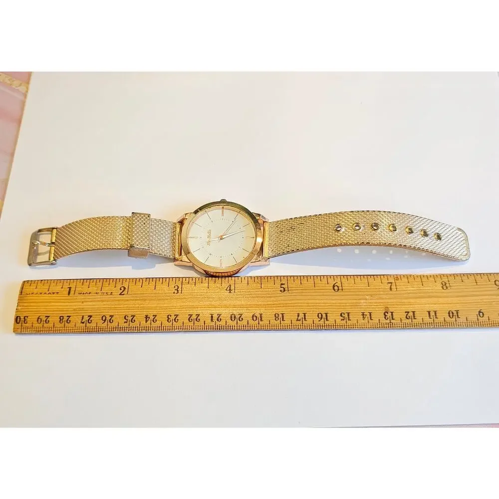 Fei Fei Da Quartz Watch Rose Gold Tone 39.9mm Case Mesh Band Tested New Battery